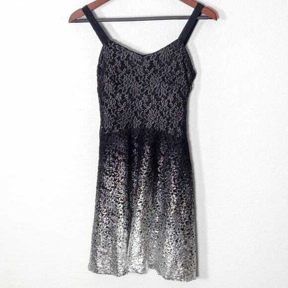 Free People Ombre Lace Dress Black Silver Size XS Romantic Occasion - Picture 1 of 11